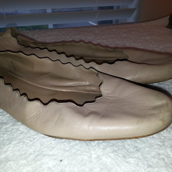 Size 38 Chloe Buttery Soft Worn Nude Ballet Flats - Picture 5 of 9
